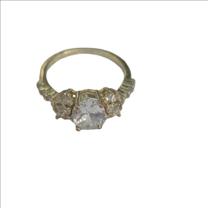 Elegant Gold Ring with Clear Stones Sz 7